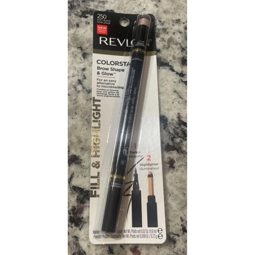 Revlon ColorStay Brow Shape & Glow Fill & Highlight ~ 250 Soft Black NEW!